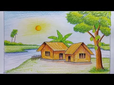 رسم منظر طبيعي للاطفال - تعلم طريقه رسم مناظر طبيعيه للاطفال 5056 2