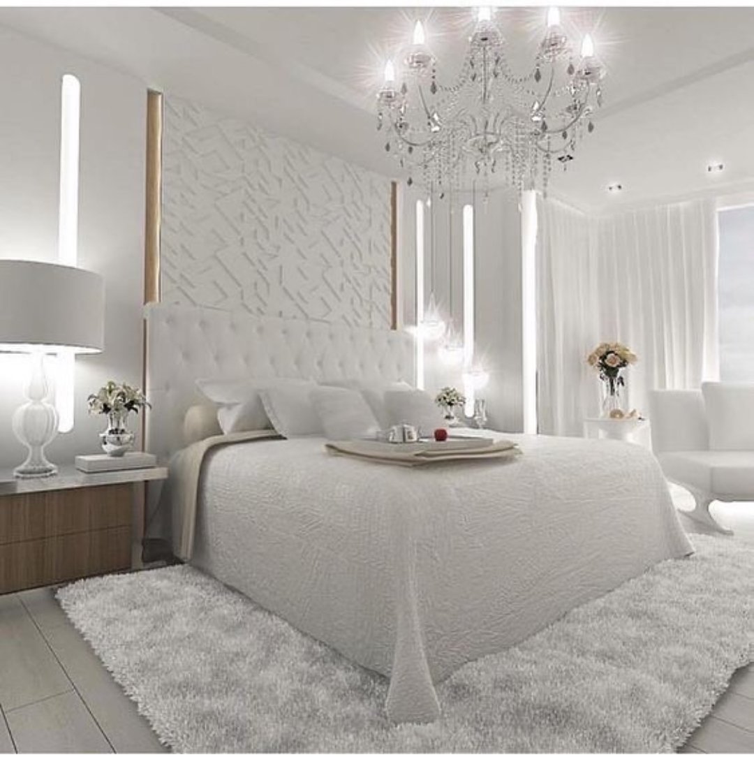 غرف نوم بيضاء لون لغرفه نومك هتكونى معاه ملكه عبارات